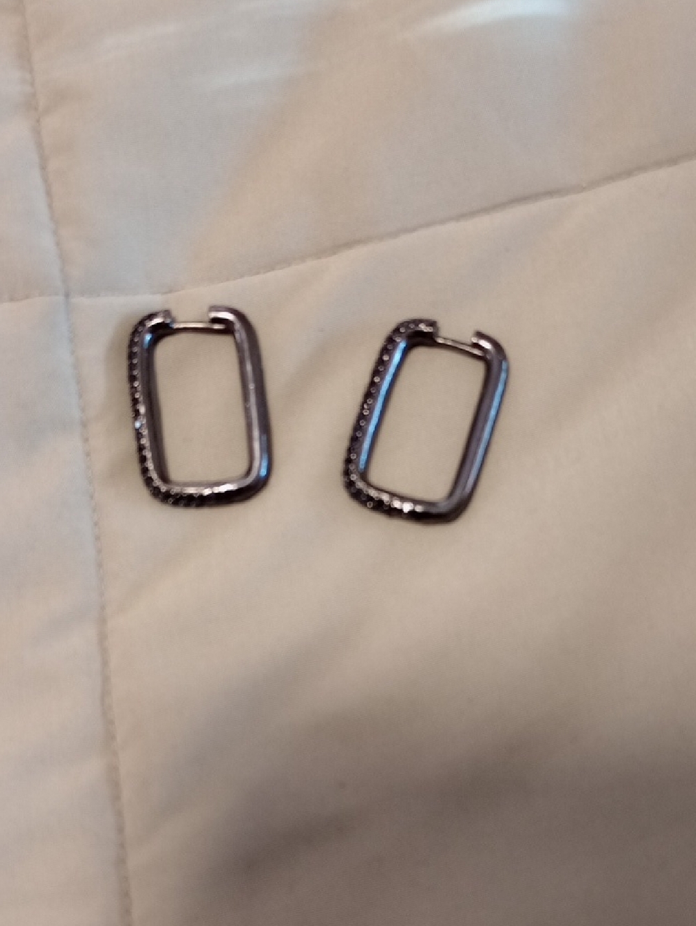 Silver Rectangular Hoop Earrings